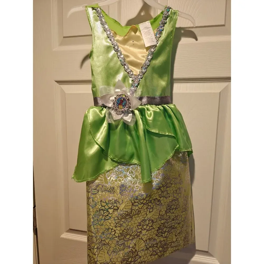 Disney Princess Tiana Costume Dress Girls Size 4-6X Like New Halloween